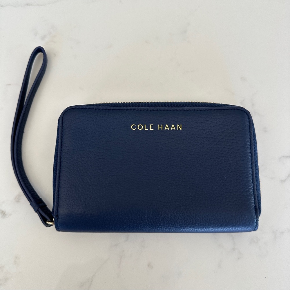 Cole Haan Navy Leather Wallet/Wristlet - Like New, Never Used!